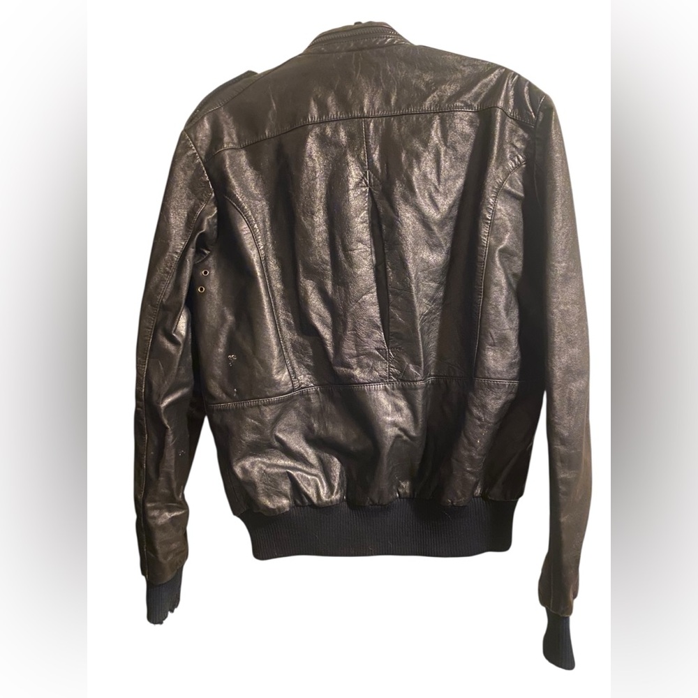 Vintage Reed Sportswear Black Leather Bomber Flight Aviator Jacket Mens Size 42 - Picture 3 of 9